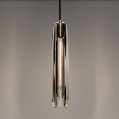 Modern Luxury Brass Crystal Cylinder 1-Light Pendant Light For Bedroom And Living Room