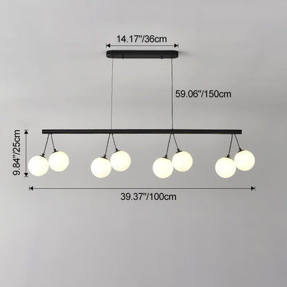 Contemporary Nordic Iron Glass Ring Linear Globe 8/10/14-Light Chandelier For Dining Room Bedroom Living Room