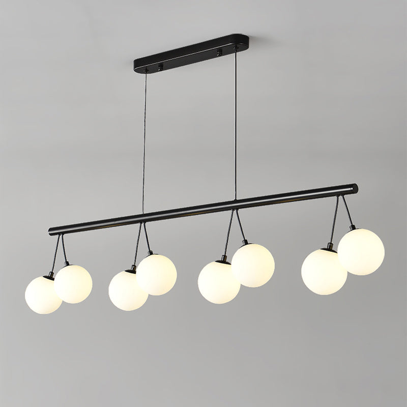 Contemporary Nordic Iron Glass Ring Linear Globe 8/10/14-Light Chandelier For Dining Room Bedroom Living Room