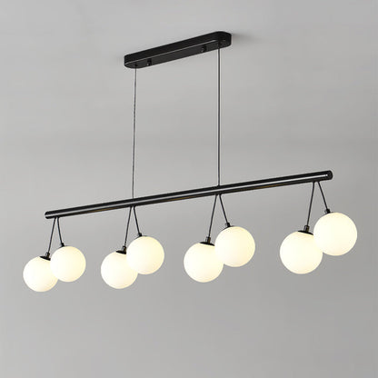 Contemporary Nordic Iron Glass Ring Linear Globe 8/10/14-Light Chandelier For Dining Room Bedroom Living Room