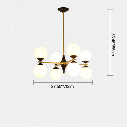 Contemporary Nordic Iron Glass Round 6/8/10/12-Light Chandelier For Bedroom Living Room