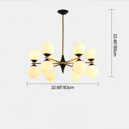 Contemporary Nordic Iron Glass Round 6/8/10/12-Light Chandelier For Bedroom Living Room