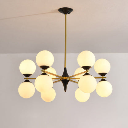 Contemporary Nordic Iron Glass Round 6/8/10/12-Light Chandelier For Bedroom Living Room