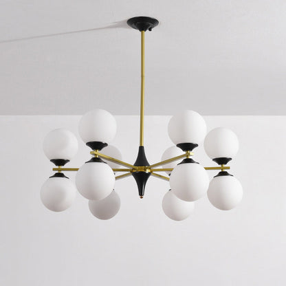 Contemporary Nordic Iron Glass Round 6/8/10/12-Light Chandelier For Bedroom Living Room