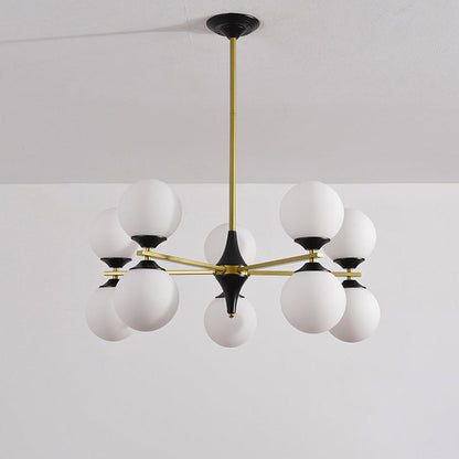 Contemporary Nordic Iron Glass Round 6/8/10/12-Light Chandelier For Bedroom Living Room