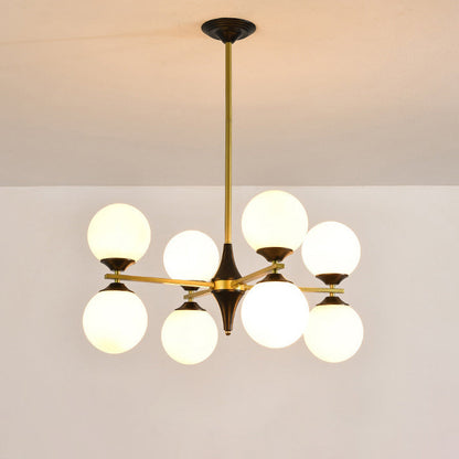 Contemporary Nordic Iron Glass Round 6/8/10/12-Light Chandelier For Bedroom Living Room