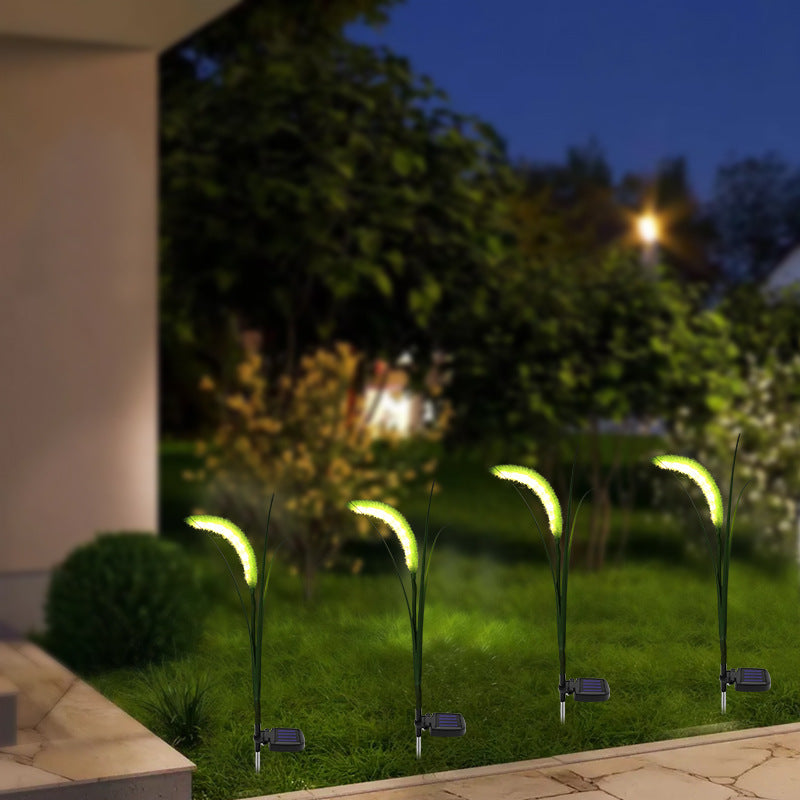 Modern Art Deco Plastic & Stainless Steel Foxtail Reed Solar LED Outdoor Light For Garden, Patio & Lawn