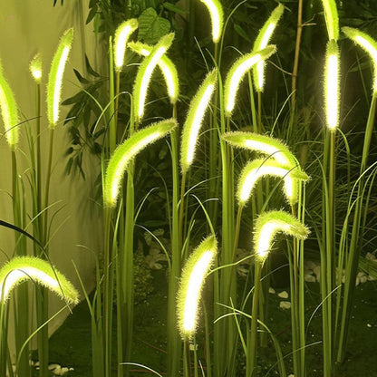 Modern Art Deco Plastic & Stainless Steel Foxtail Reed Solar LED Outdoor Light For Garden, Patio & Lawn