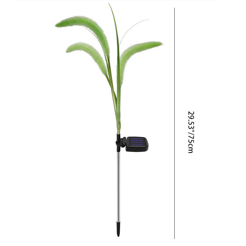 Modern Art Deco Plastic & Stainless Steel Foxtail Reed Solar LED Outdoor Light For Garden, Patio & Lawn