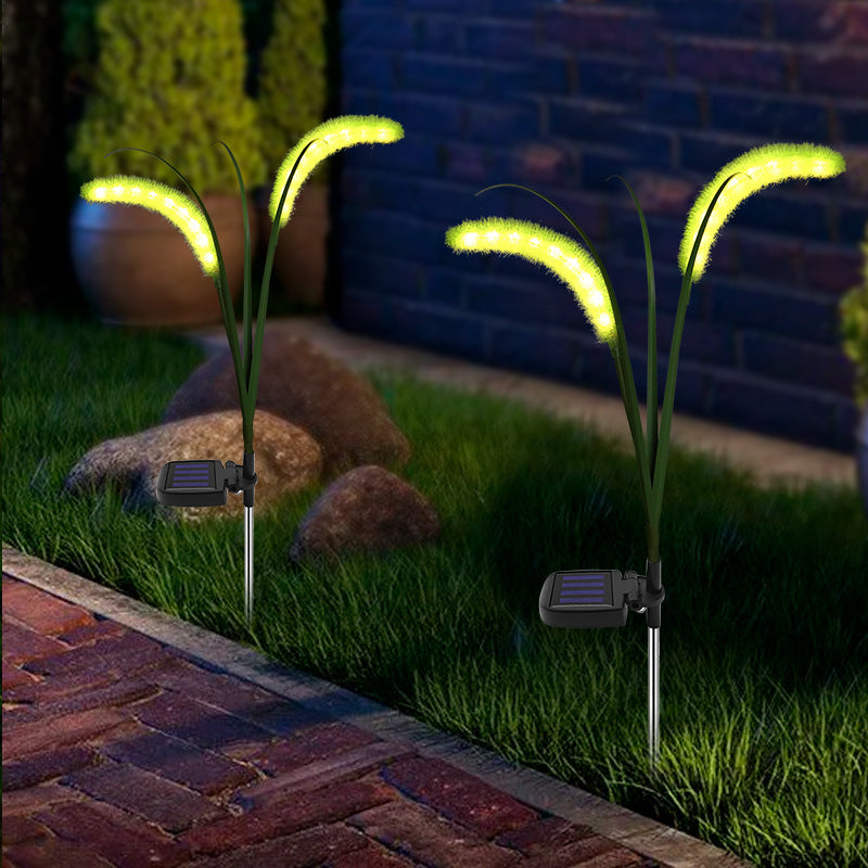 Modern Art Deco Plastic & Stainless Steel Foxtail Reed Solar LED Outdoor Light For Garden, Patio & Lawn