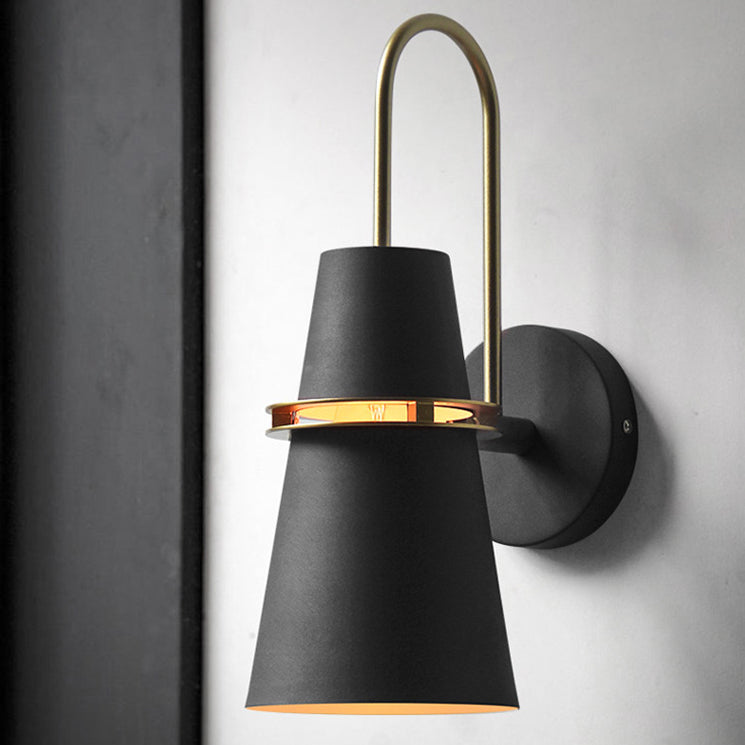 Contemporary Nordic Iron Conical 1-Light Wall Sconce Lamp For Bedroom & Living Room