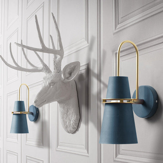 Contemporary Nordic Iron Conical 1-Light Wall Sconce Lamp For Bedroom & Living Room