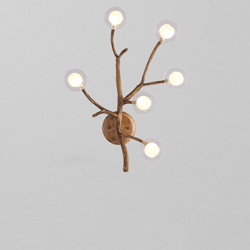 Contemporary Creative Iron & Glass Branch Globe 6-Light Wall Sconce Lamp For Bedroom & Living Room