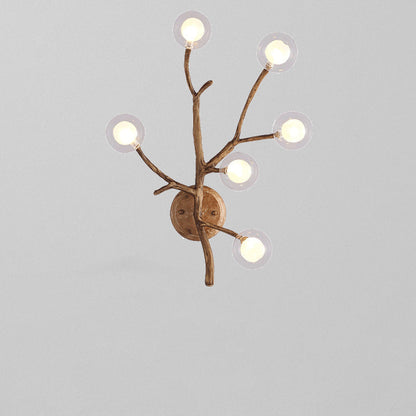 Contemporary Creative Iron & Glass Branch Globe 6-Light Wall Sconce Lamp For Bedroom & Living Room