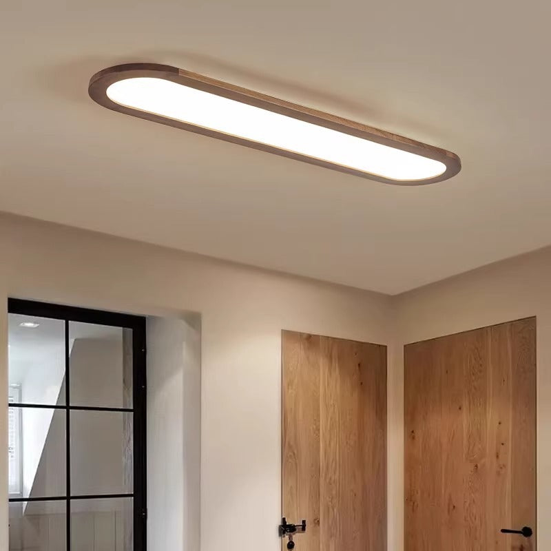 伝統的なヴィンテージの鉄とアクリルの楕円形の長いLEDフラッシュマウントシーリングライト。廊下、寝室、リビングルームに最適です。