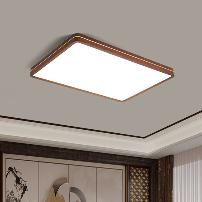 مصباح سقف LED مربع ومستطيل بتصميم عصري بسيط مصنوع من الخشب والألومنيوم والأكريليك، مناسب لغرفة النوم وغرفة المعيشة