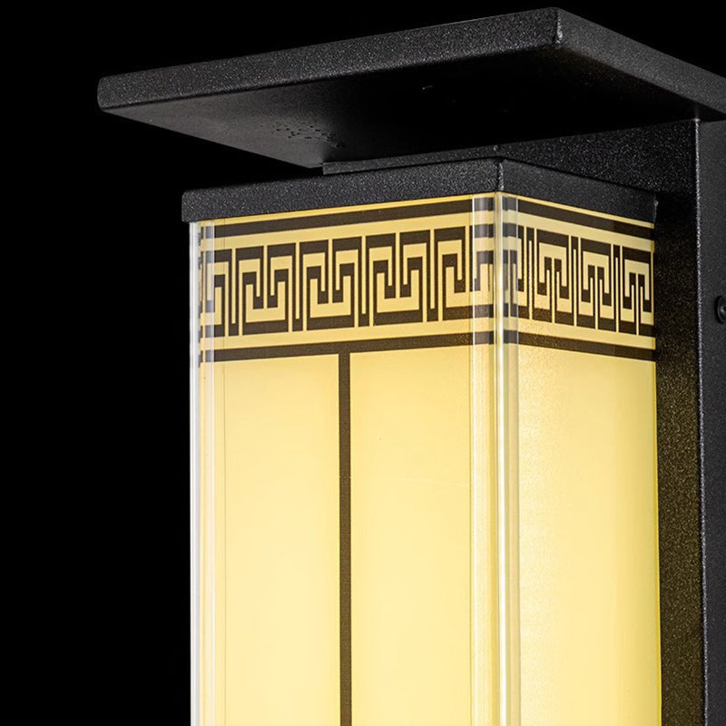 Modern Minimalist Stainless Steel & Glass Rectangular Solar & Waterproof LED Wall Sconce Lamp For Outdoor Garden & Patio
