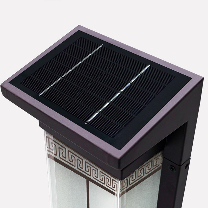 Modern Minimalist Stainless Steel & Glass Rectangular Solar & Waterproof LED Wall Sconce Lamp For Outdoor Garden & Patio