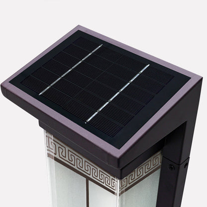 Modern Minimalist Stainless Steel & Glass Rectangular Solar & Waterproof LED Wall Sconce Lamp For Outdoor Garden & Patio