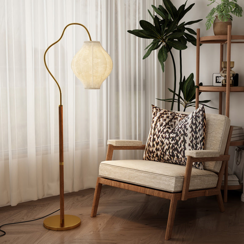 Traditional French Metal & Fabric Oval 1-Light Standing Floor Lamp For Living Room & Bedroom