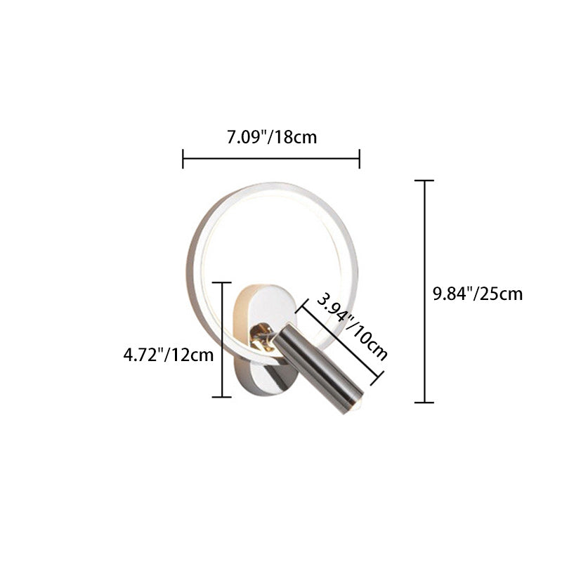 Contemporary Nordic Aluminum Iron & Silicone Round LED Wall Sconce Lamp With Adjustable Spotlight For Bedroom & Living Room