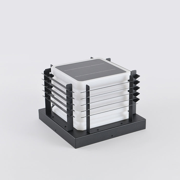 Modern Minimalist Metal, Rotomolded & Acrylic Square LED Outdoor Light With Solar & Waterproof Design For Garden & Patio