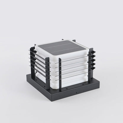 Modern Minimalist Metal, Rotomolded & Acrylic Square LED Outdoor Light With Solar & Waterproof Design For Garden & Patio