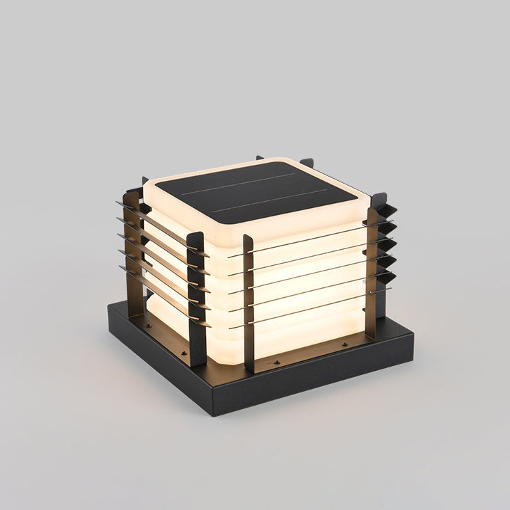 Modern Minimalist Metal, Rotomolded & Acrylic Square LED Outdoor Light With Solar & Waterproof Design For Garden & Patio
