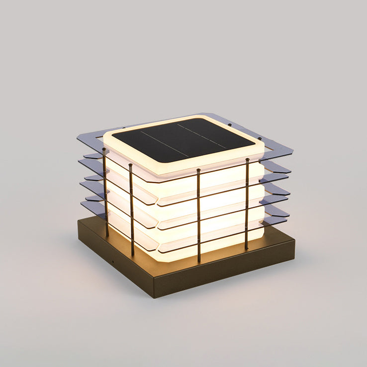 Modern Minimalist Metal, Rotomolded & Acrylic Square LED Outdoor Light With Solar & Waterproof Design For Garden & Patio