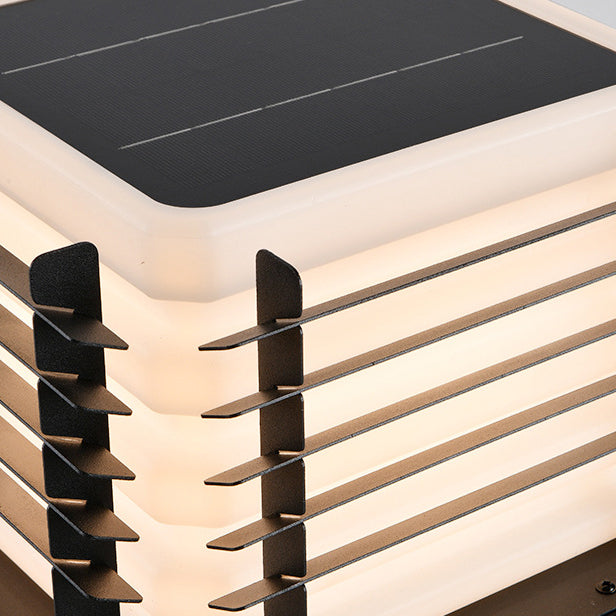 Modern Minimalist Metal, Rotomolded & Acrylic Square LED Outdoor Light With Solar & Waterproof Design For Garden & Patio