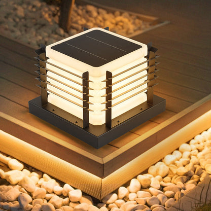 Modern Minimalist Metal, Rotomolded & Acrylic Square LED Outdoor Light With Solar & Waterproof Design For Garden & Patio