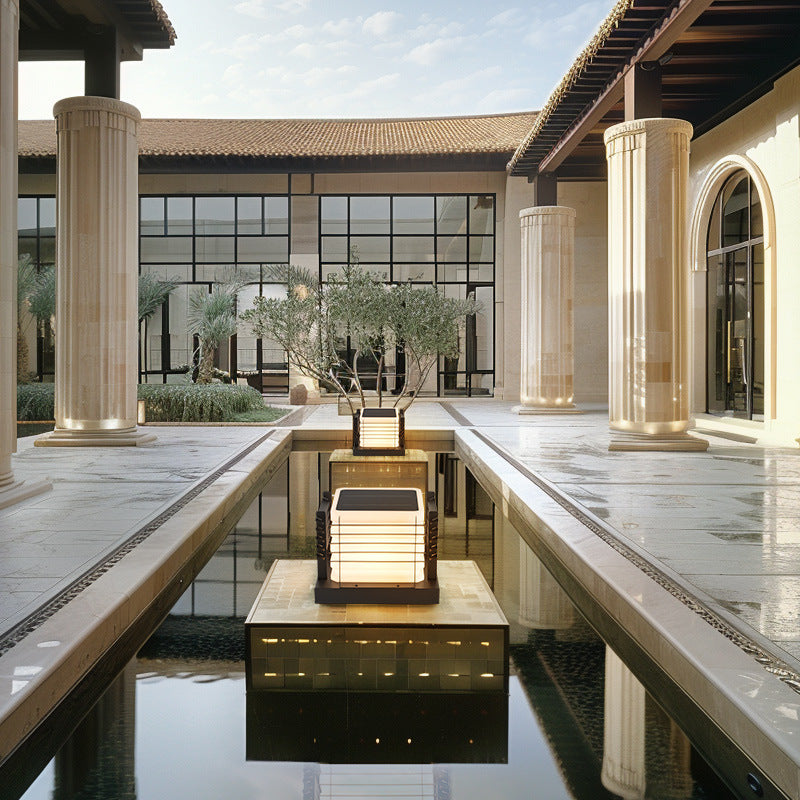 Modern Minimalist Metal, Rotomolded & Acrylic Square LED Outdoor Light With Solar & Waterproof Design For Garden & Patio