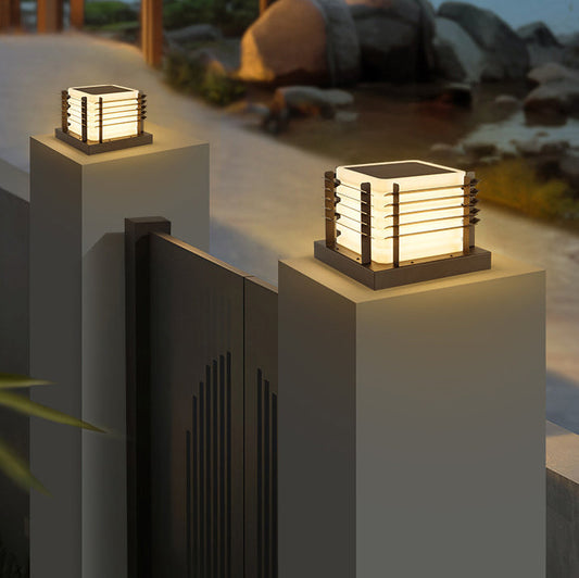 Modern Minimalist Metal, Rotomolded & Acrylic Square LED Outdoor Light With Solar & Waterproof Design For Garden & Patio
