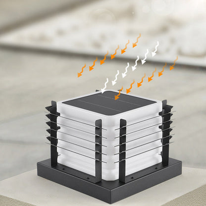 Modern Minimalist Metal, Rotomolded & Acrylic Square LED Outdoor Light With Solar & Waterproof Design For Garden & Patio