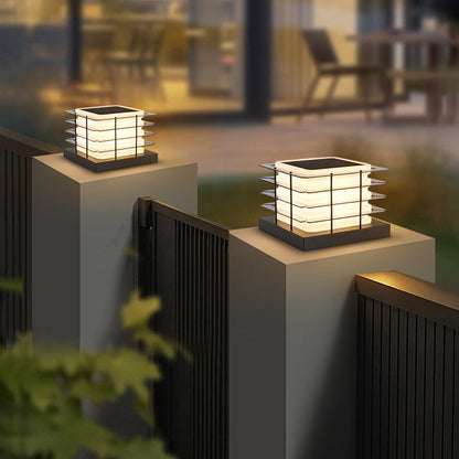 Modern Minimalist Metal, Rotomolded & Acrylic Square LED Outdoor Light With Solar & Waterproof Design For Garden & Patio