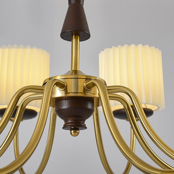 Traditional French Iron Wood Fabric Branch Cylinder Chandelier With 6/8 Lights For Bedroom & Living Room
