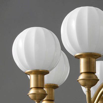 Traditional Vintage Brass & Glass Curved Round 6/8/10-Light Chandelier For Living Room & Bedroom