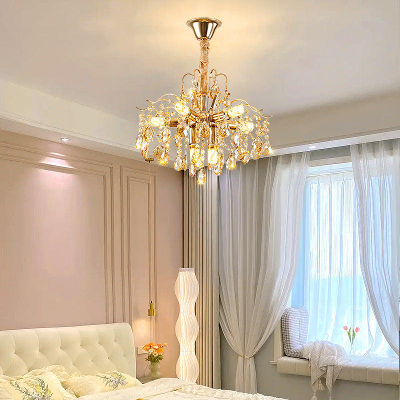 Traditional French Crystal & Iron Teardrop 8/10/12/15-Light Chandelier For Bedroom & Living Room