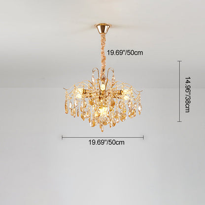 Traditional French Crystal & Iron Teardrop 8/10/12/15-Light Chandelier For Bedroom & Living Room