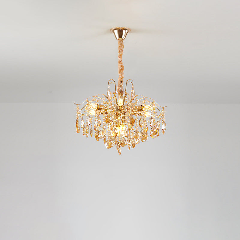Traditional French Crystal & Iron Teardrop 8/10/12/15-Light Chandelier For Bedroom & Living Room