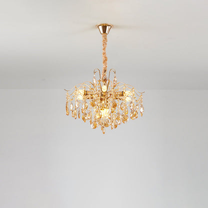 Traditional French Crystal & Iron Teardrop 8/10/12/15-Light Chandelier For Bedroom & Living Room