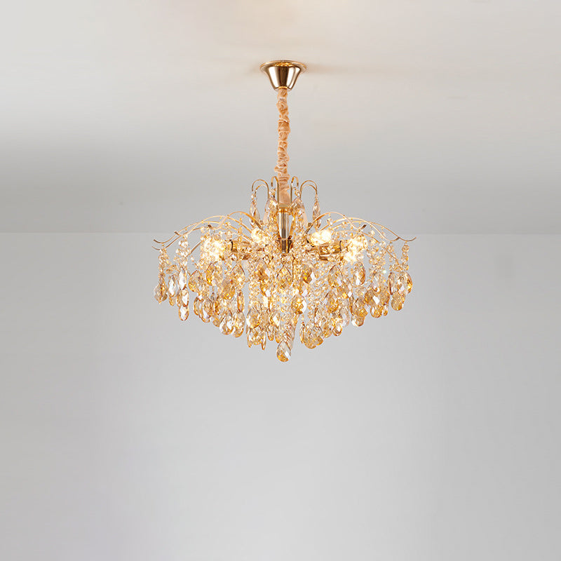 Traditional French Crystal & Iron Teardrop 8/10/12/15-Light Chandelier For Bedroom & Living Room