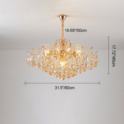 Traditional French Crystal & Iron Teardrop 8/10/12/15-Light Chandelier For Bedroom & Living Room