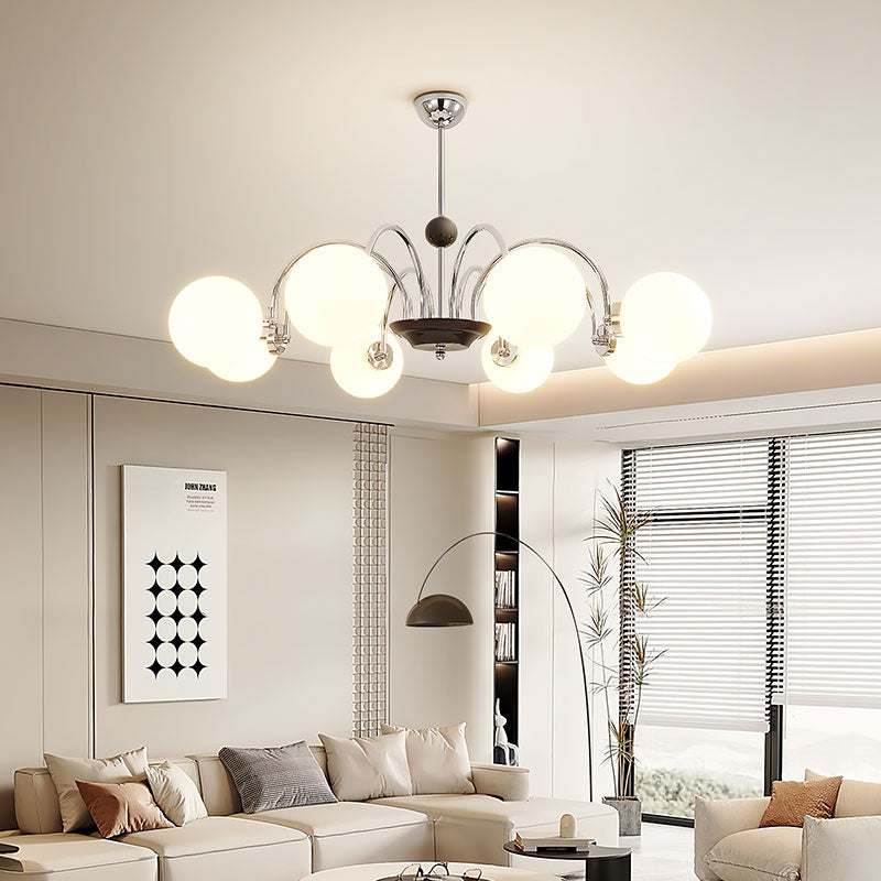 Contemporary Nordic Metal & Glass Round 3/4/5/6/8-Light Chandelier For Bedroom And Living Room