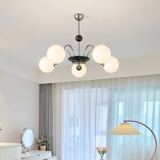 Contemporary Nordic Metal & Glass Round 3/4/5/6/8-Light Chandelier For Bedroom And Living Room