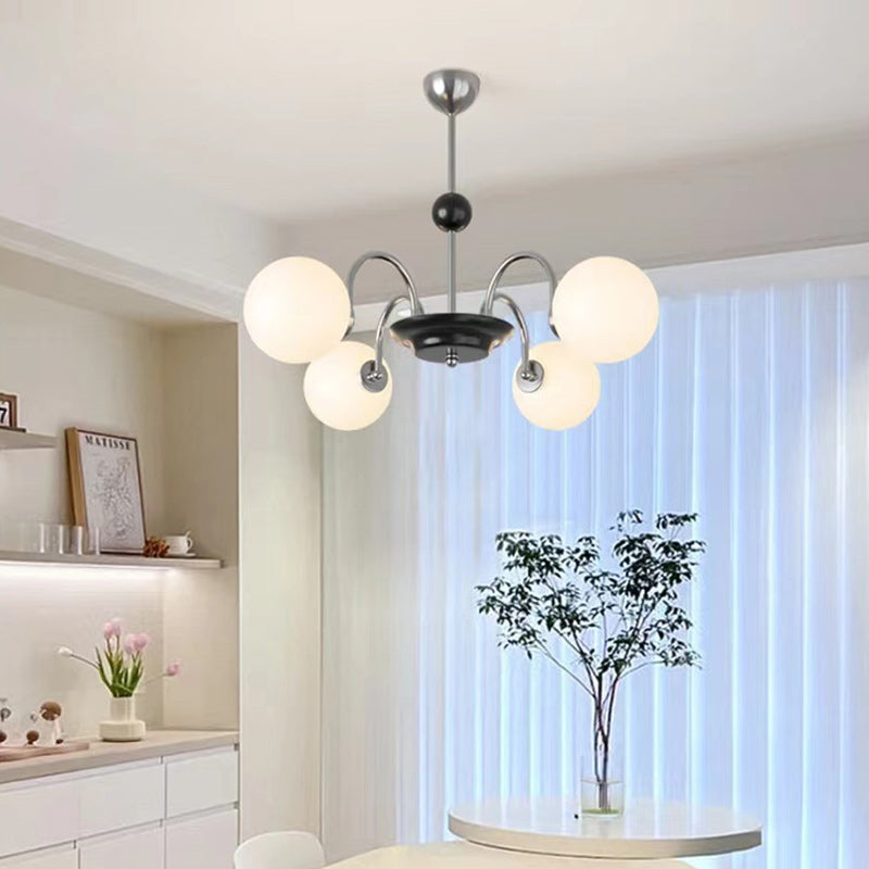 Contemporary Nordic Metal & Glass Round 3/4/5/6/8-Light Chandelier For Bedroom And Living Room