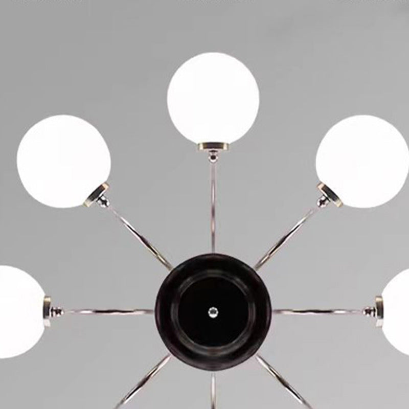 Contemporary Nordic Metal & Glass Round 3/4/5/6/8-Light Chandelier For Bedroom And Living Room