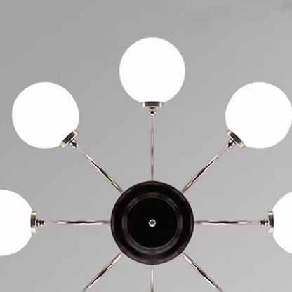 Contemporary Nordic Metal & Glass Round 3/4/5/6/8-Light Chandelier For Bedroom And Living Room
