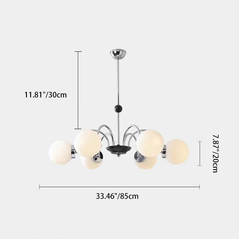 Contemporary Nordic Metal & Glass Round 3/4/5/6/8-Light Chandelier For Bedroom And Living Room