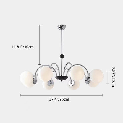 Contemporary Nordic Metal & Glass Round 3/4/5/6/8-Light Chandelier For Bedroom And Living Room